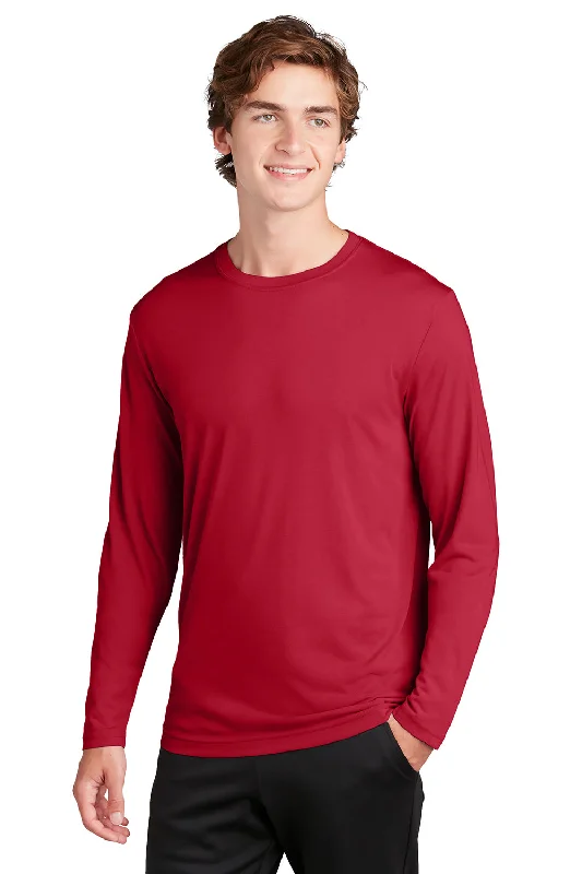 Street Fashion Sport-Tek Mens Competitor Moisture Wicking Long Sleeve Crewneck T-Shirt - Deep Red