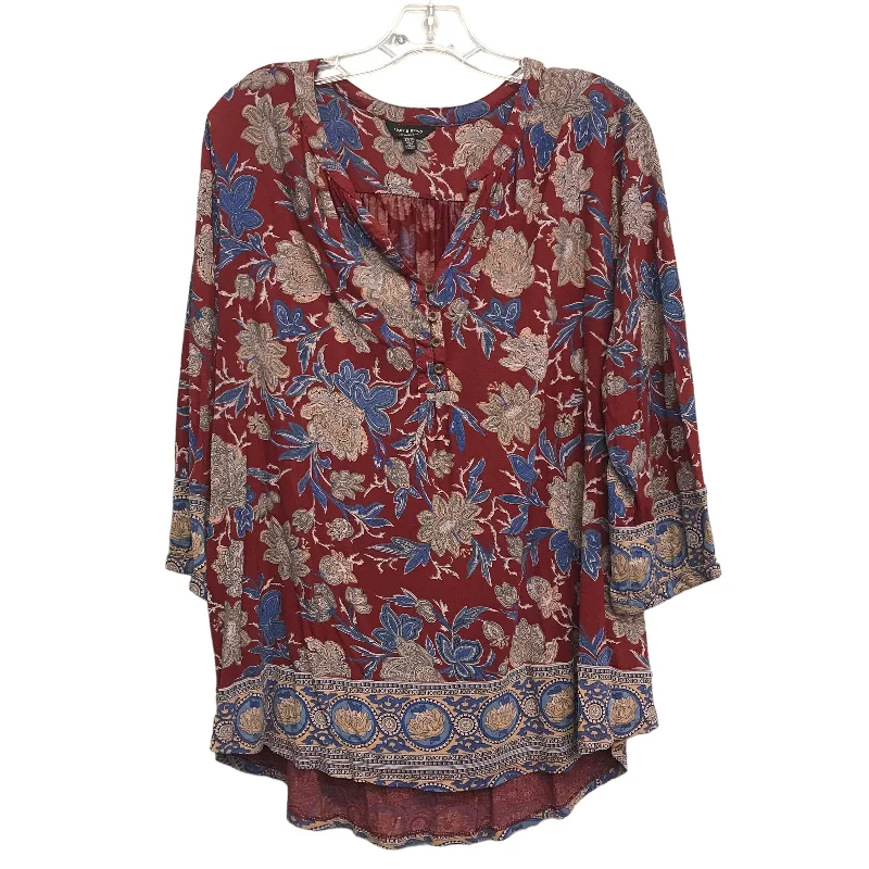 All-Weather Wear FLORAL PRINT TOP LS by LUCKY BRAND Size:2X