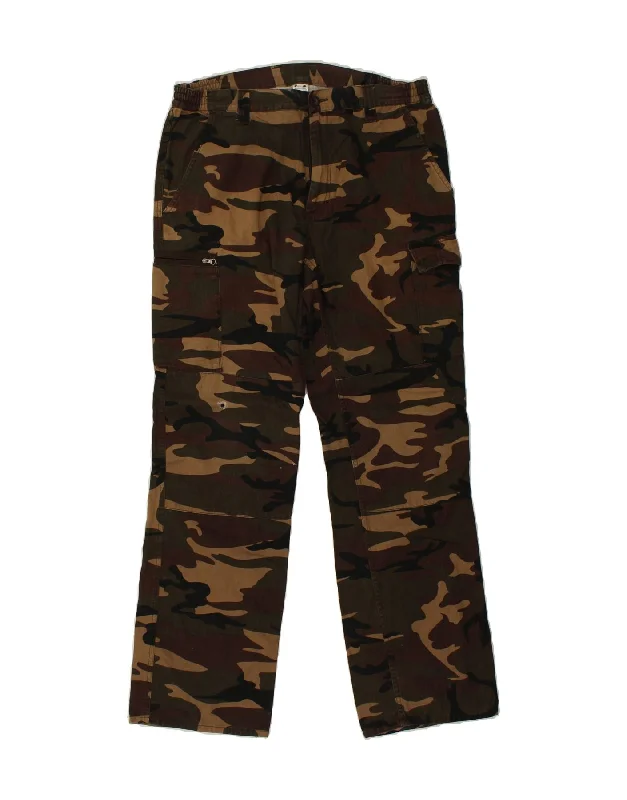 Simple Outfits VINTAGE Mens Straight Cargo Trousers Large W34 L32 Brown Camouflage Cotton