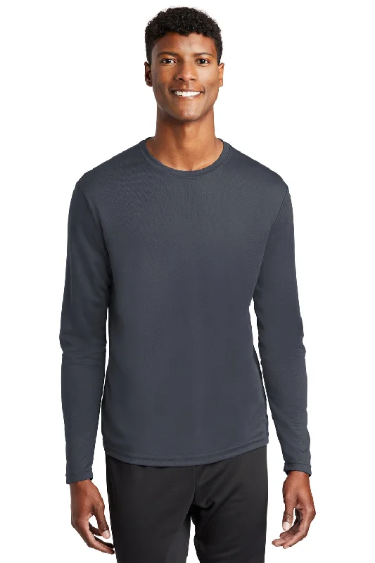 Cozy Essentials Sport-Tek Mens RacerMesh Moisture Wicking Long Sleeve Crewneck T-Shirt - Graphite Grey