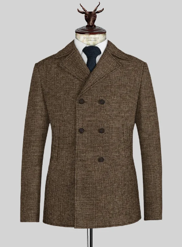 Stylish Layers Vintage Glasgow Brown Tweed Pea Coat