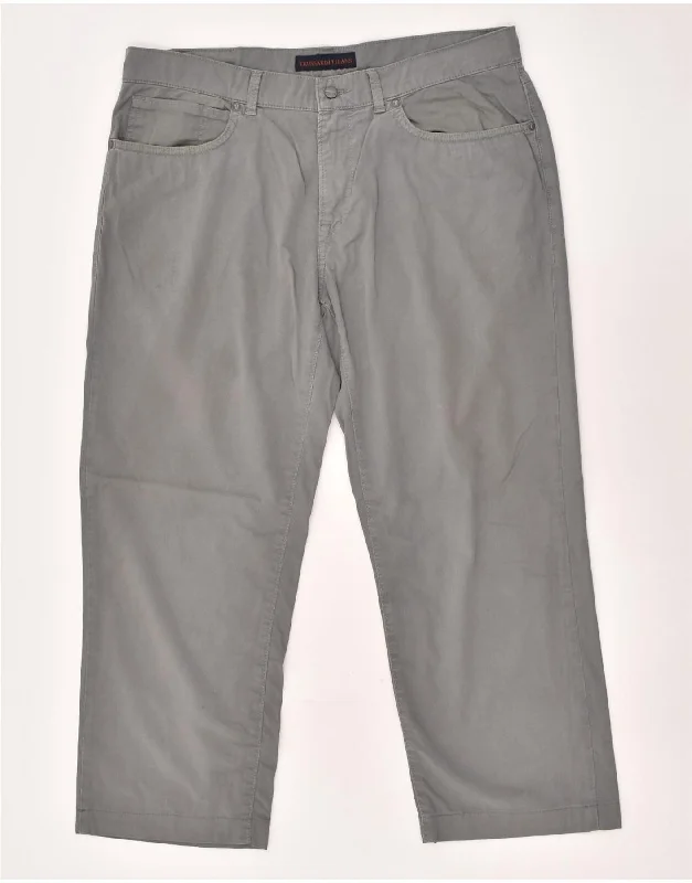 Modern Casuals TRUSSARDI Mens Straight Casual Trousers W36 L25 Grey Cotton