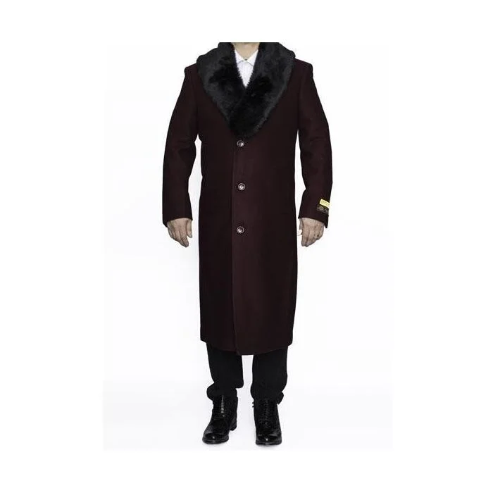 Versatile Knitwear Mens Burgundy ~ Wine ~ Maroon Big And Tall Trench Coat Overcoat