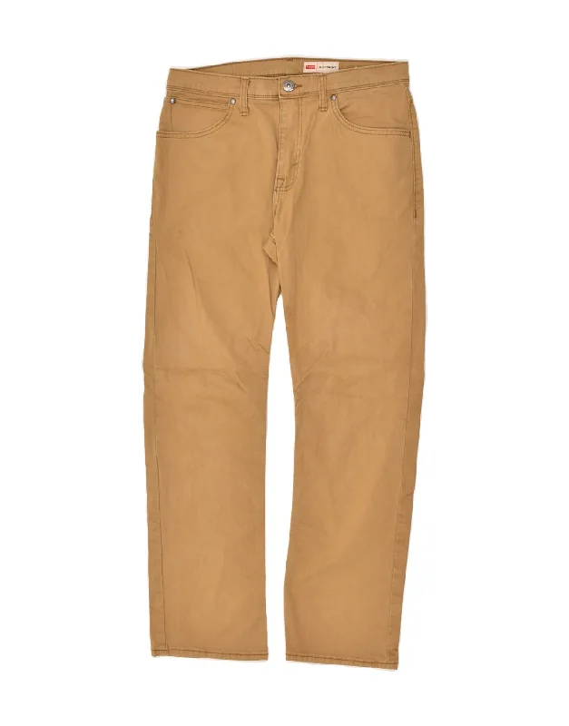 Tailored Comfort WRANGLER Mens Slim Straight Casual Trousers W32 L30 Beige Cotton