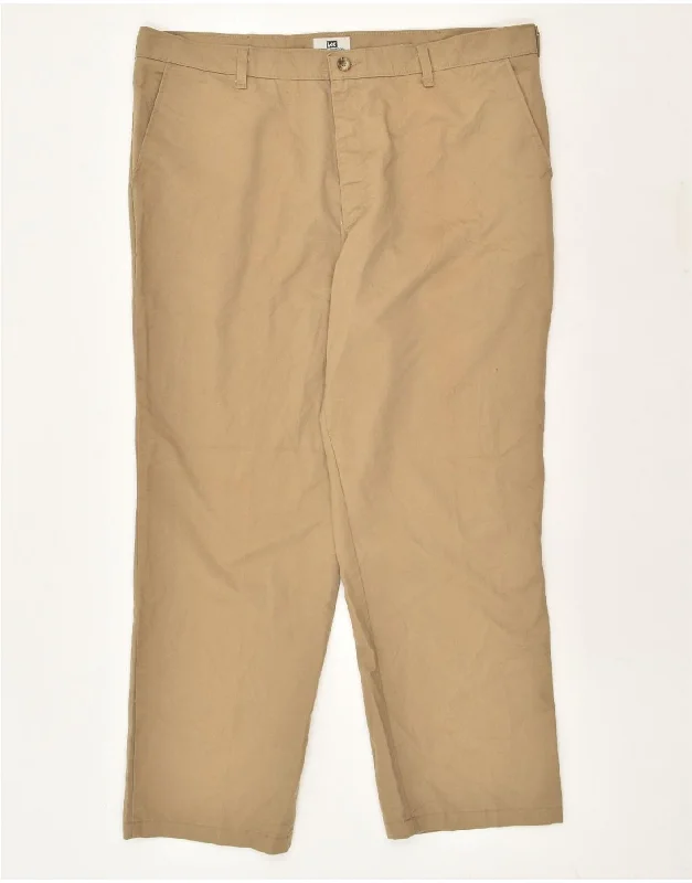 Classic Jackets LEE Mens Total Freedom Straight Chino Trousers W40 L32 Brown Polyester