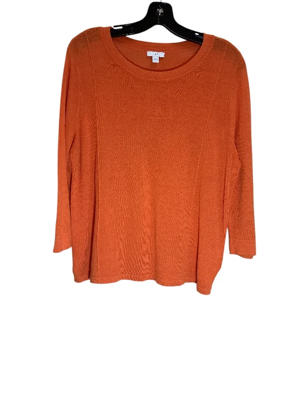 Simple Outfits Top 3/4 Sleeve By J. Jill In Orange, Size: L