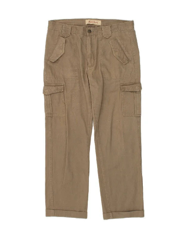 Relaxed Layers VINTAGE Mens Straight Cargo Trousers IT 50 Large W34 L29 Brown Cotton