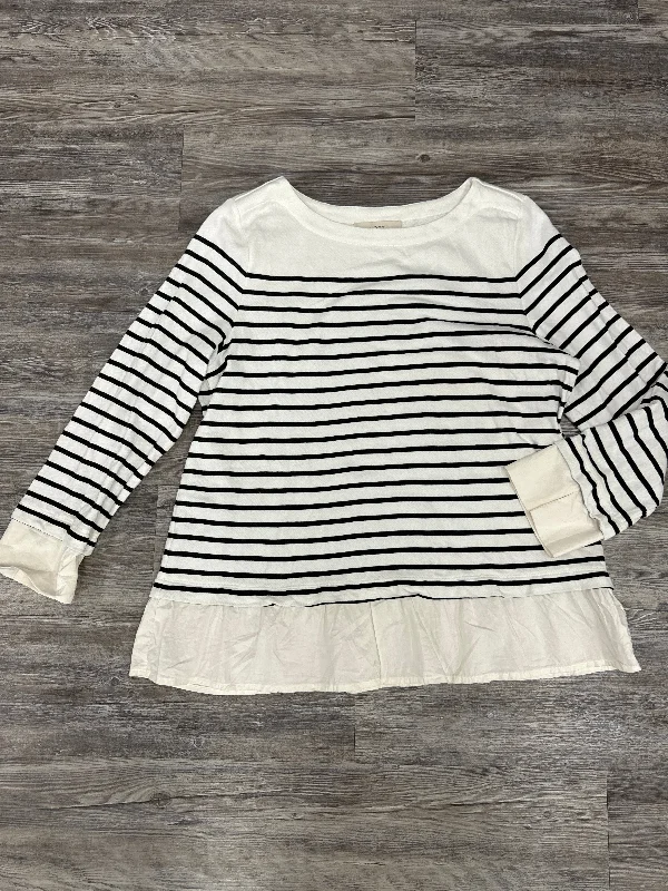 Cozy Basics Top Long Sleeve By Loft In Striped Pattern, Size: Xl