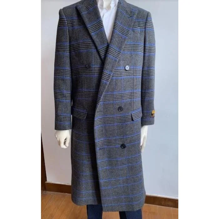 Simple Outfits Mens Dark Gray Overcoat Full Length Topcoat