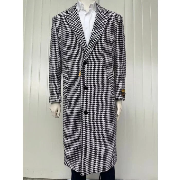 Cozy Essentials Mens Full Length Black and White Overcoat