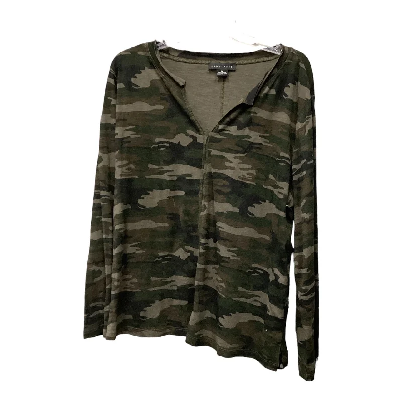 Outdoor Essentials Top Long Sleeve Basic By Sanctuary In Camouflage Print, Size: 1x