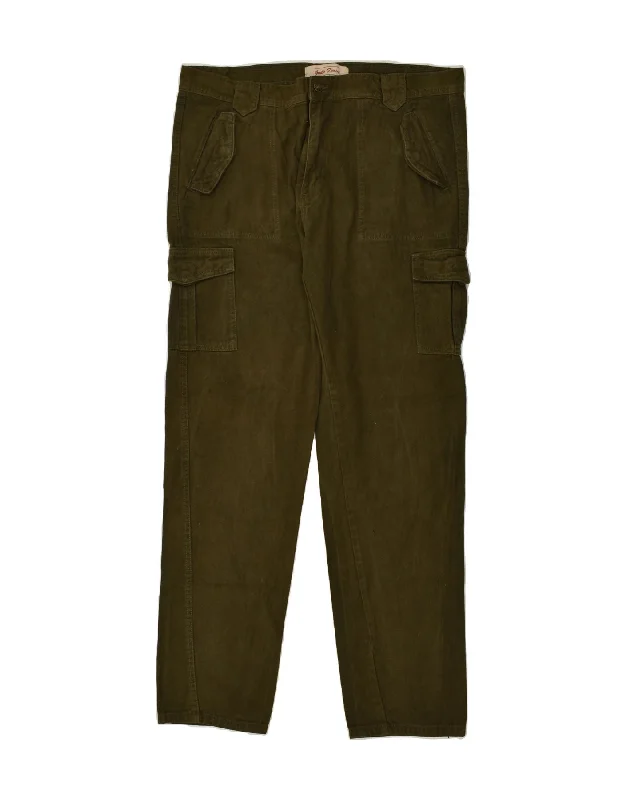 Cozy Basics VINTAGE Mens Tapered Cargo Trousers IT 56 3XL W38 L33 Green Cotton