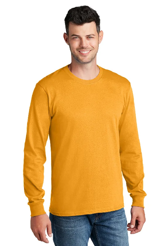 Sporty Styles Port & Company Mens Core Long Sleeve Crewneck T-Shirt - Gold