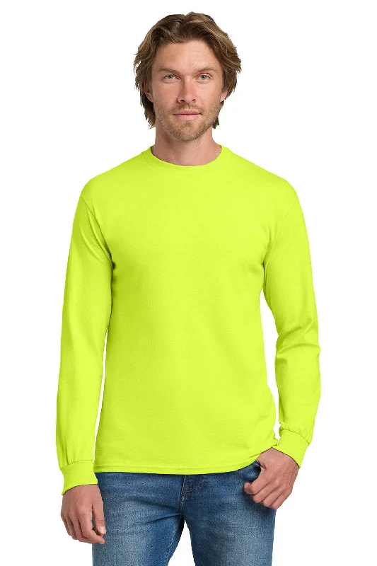 Classic Pieces Gildan Mens Long Sleeve Crewneck T-Shirt - Safety Green