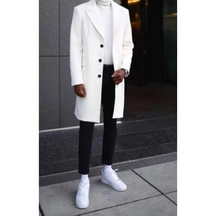 Outdoor Essentials White Wool Peacoat - Mens White overcoat