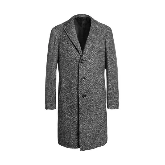 Simple Comfort Men's Single Breasted Notch Lapel Full Length Overcoat