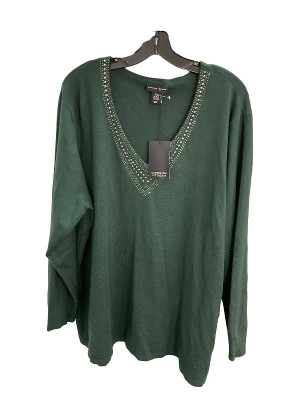 Fashion Comfort Top Long Sleeve By Adrienne Vittadini In Green, Size: 3x