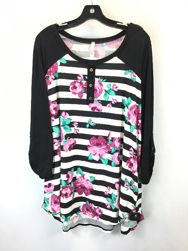 Easy Fit Top 3/4 Sleeve By Celeste In Floral Print, Size: 3x