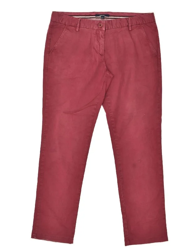 Easy Fit GANT Mens Slim Chino Trousers UK 16 Large W28 L30  Red Cotton