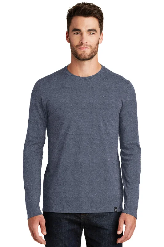 Everyday Apparel New Era Mens Heritage Long Sleeve Crewneck T-Shirt - Heather True Navy Blue