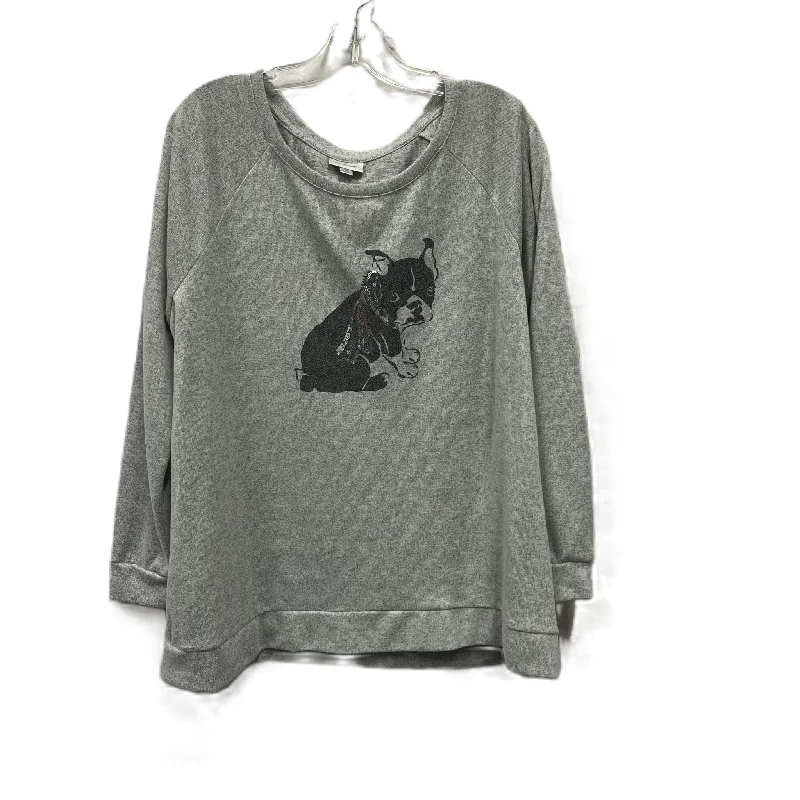 Smart Casual Wear Top Long Sleeve By Avenue In Grey, Size: 1x