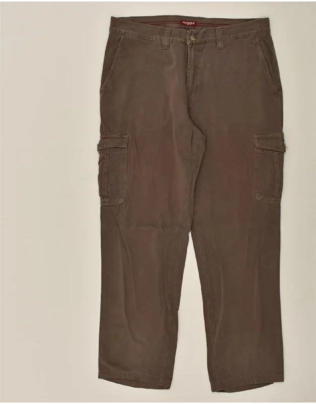 Outdoor Essentials CARRERA Mens Straight Cargo Trousers IT 50 Large W34 L29 Brown Cotton