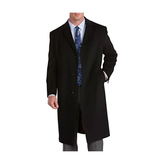 Comfortable Knitwear Mens Extra Long Outerwear In Black/Charcoal Overcoat For Tall Man