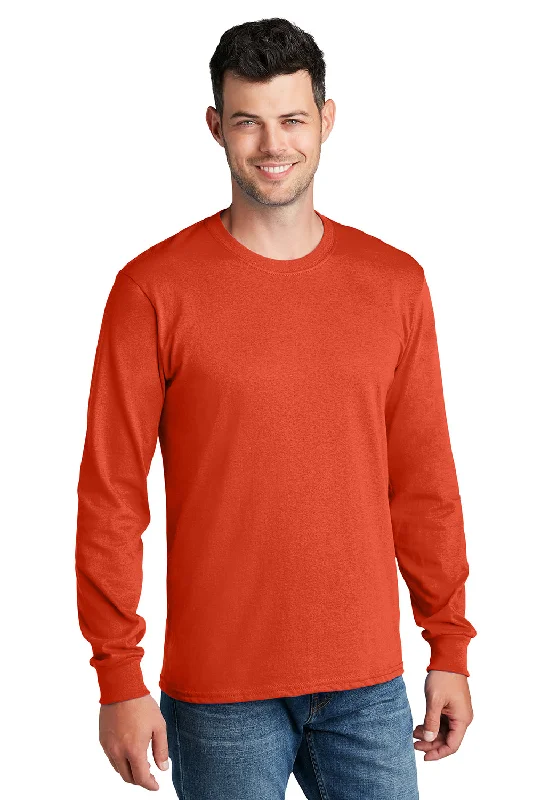 Urban Gear Port & Company Mens Core Long Sleeve Crewneck T-Shirt - Orange