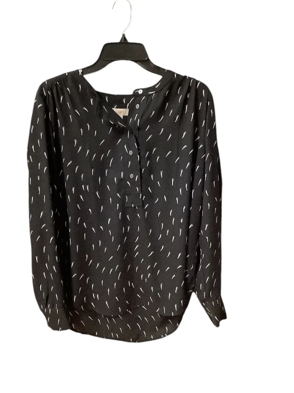 Effortless Comfort Top Long Sleeve By Loft In Black & White, Size: S