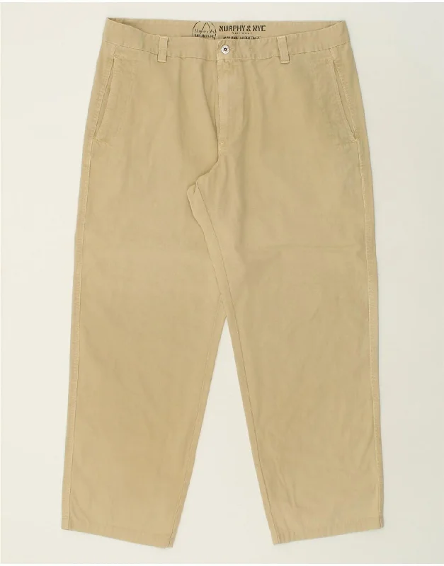 Weekend Wear MURPHY & NYE Mens Straight Chino Trousers W42 L32 Beige Cotton