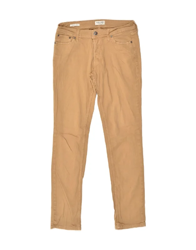 Outdoor Outfits JACK & JONES Mens Slim Fit Casual Trousers W31 L34  Beige Cotton