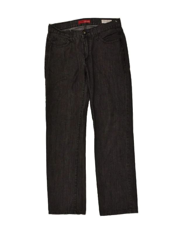 Relaxed Casuals GUESS Mens Crescent Fit Straight Jeans W30 L30 Black Cotton