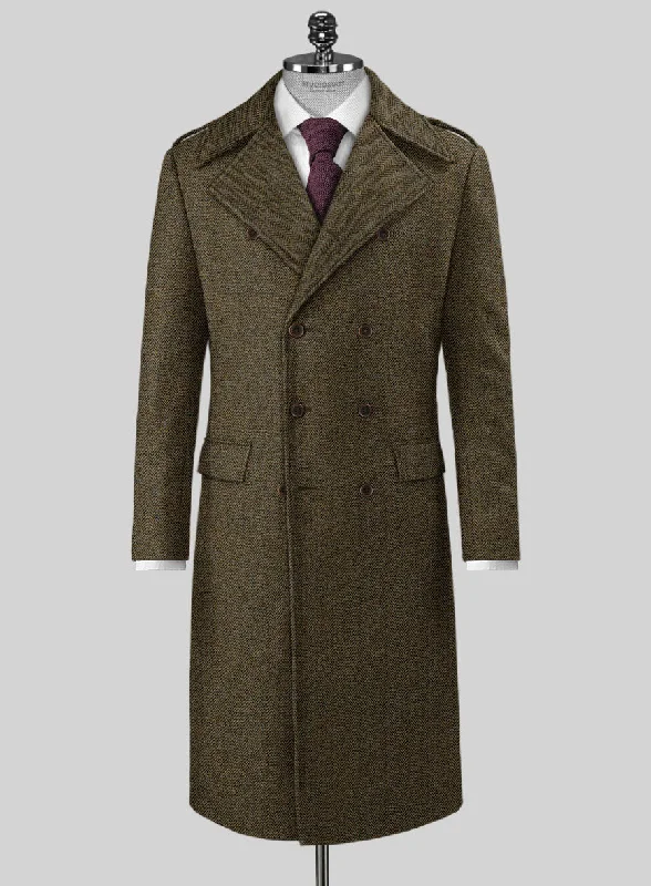 Soft Knitwear Harris Tweed Ridge Brown Herringbone GQ Overcoat