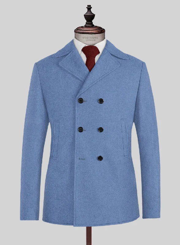 Relaxed Layers Naples Retro Blue Tweed Pea Coat