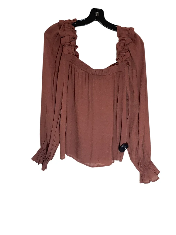 Modern Apparel Top Long Sleeve By Blu Pepper In Brown, Size: L