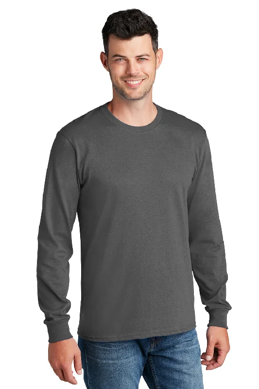 Timeless Apparel Port & Company Mens Core Long Sleeve Crewneck T-Shirt - Charcoal Grey