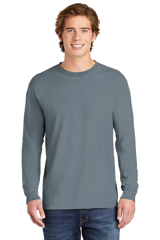 Premium Fit Comfort Colors Mens Long Sleeve Crewneck T-Shirt - Granite Grey