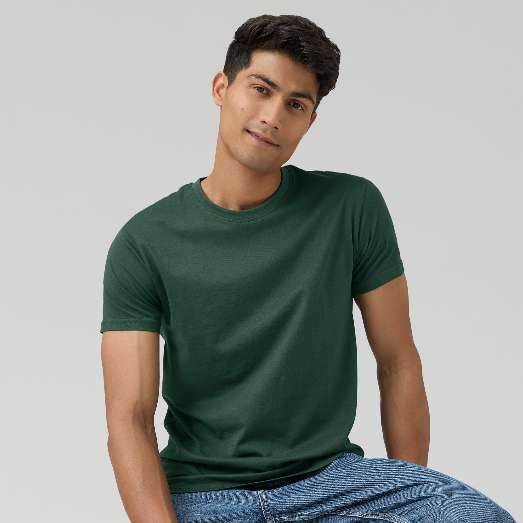Comfortable Shirts Pace Combed Cotton T-shirts Pine Green