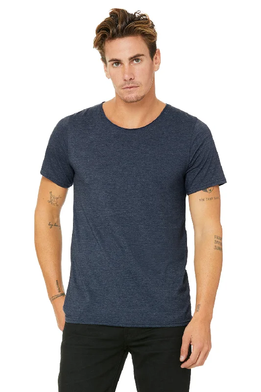 Cool Casuals Bella + Canvas Mens Jersey Short Sleeve Crewneck T-Shirt - Heather Navy Blue