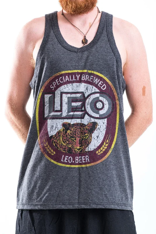 Cozy Basics Vintage Style Leo Beer Tank Top in Black