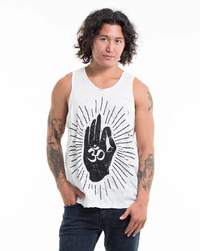 Classic Wear Mens Hand of Om Tank Top in White