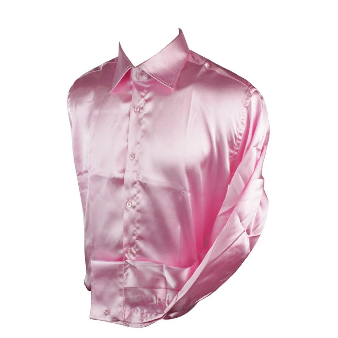 Active Tops Mens Satin Silk Shirt Smart Casual Button Down Cuff Tailored Fit Shiny Party