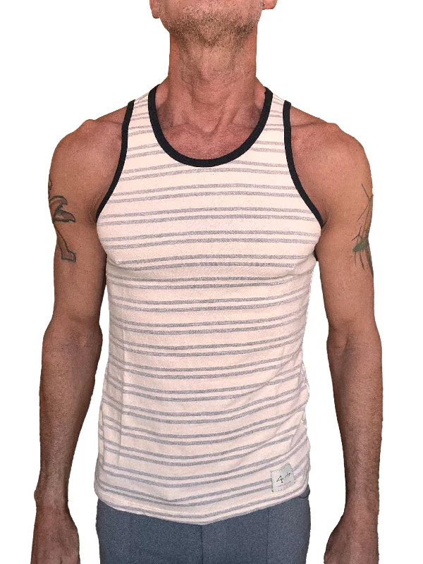 Urban Gear Yummy Nautical Fleece Sustain Tank Top (Light Gray Stripe)