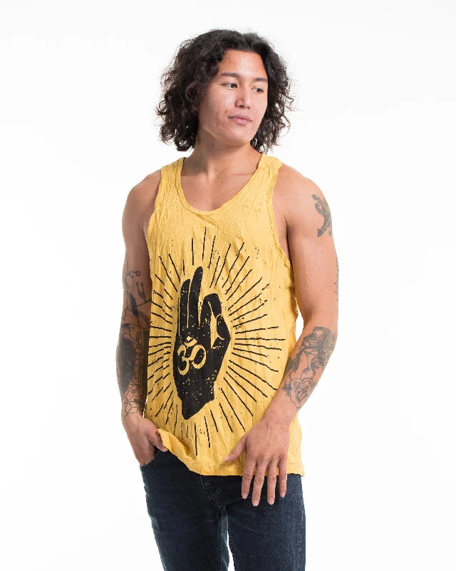 Everyday Comfort Mens Hand of Om Tank Top in Yellow