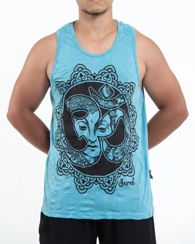 Urban Gear Mens Om Buddha Face Tank Top in Turquoise