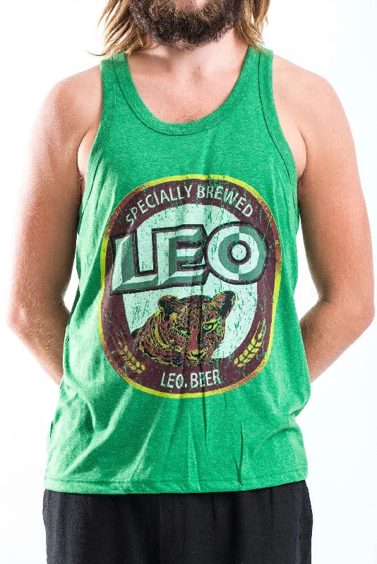 Warm Wear Vintage Style Leo Beer Tank Top in Green