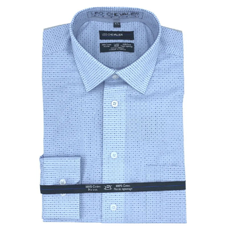 Light T-shirts Leo Chevalier 100% Cotton Non-Iron Light Blue Dress Shirt - 426185