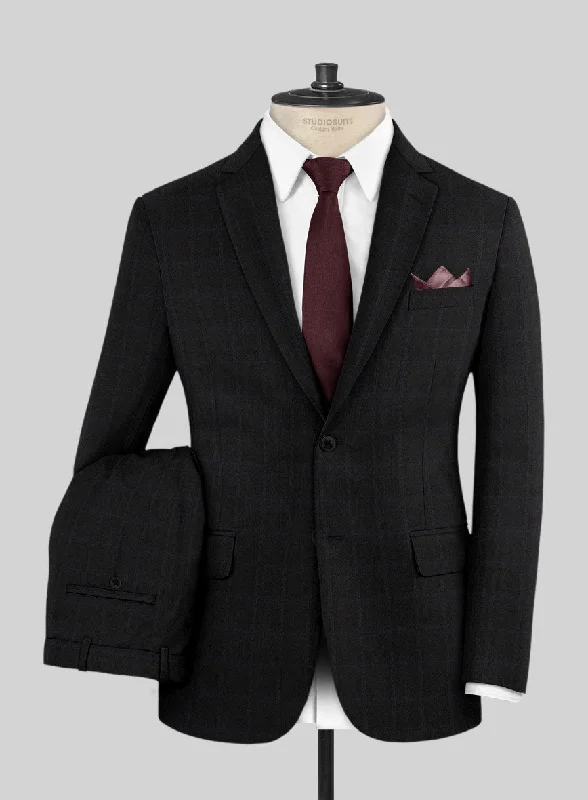 Everyday Apparel Lanificio Zegna Electa Corta Black Checks Wool Suit