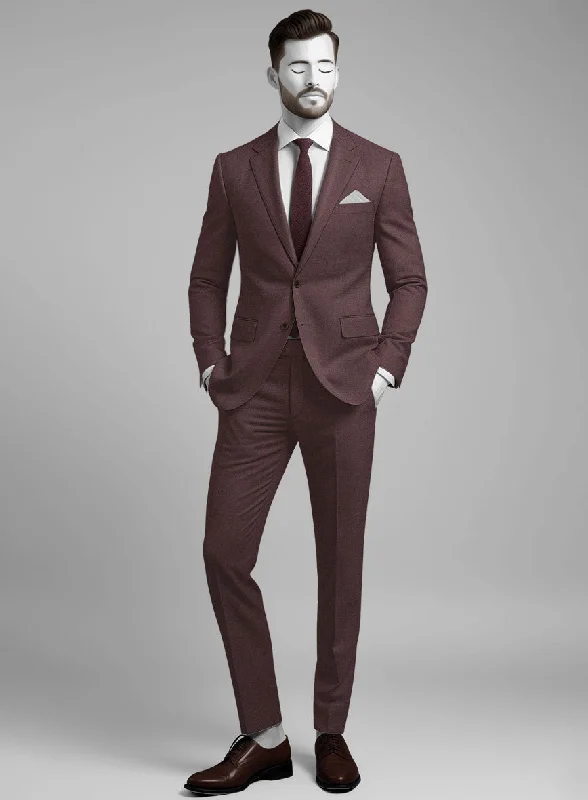 Modern Casuals Napolean Dark Wine Wool Suit