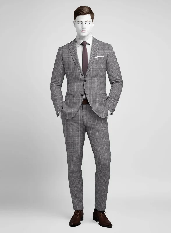 Cozy Looks Napolean Canzo Glen Gray Blue Wool Suit